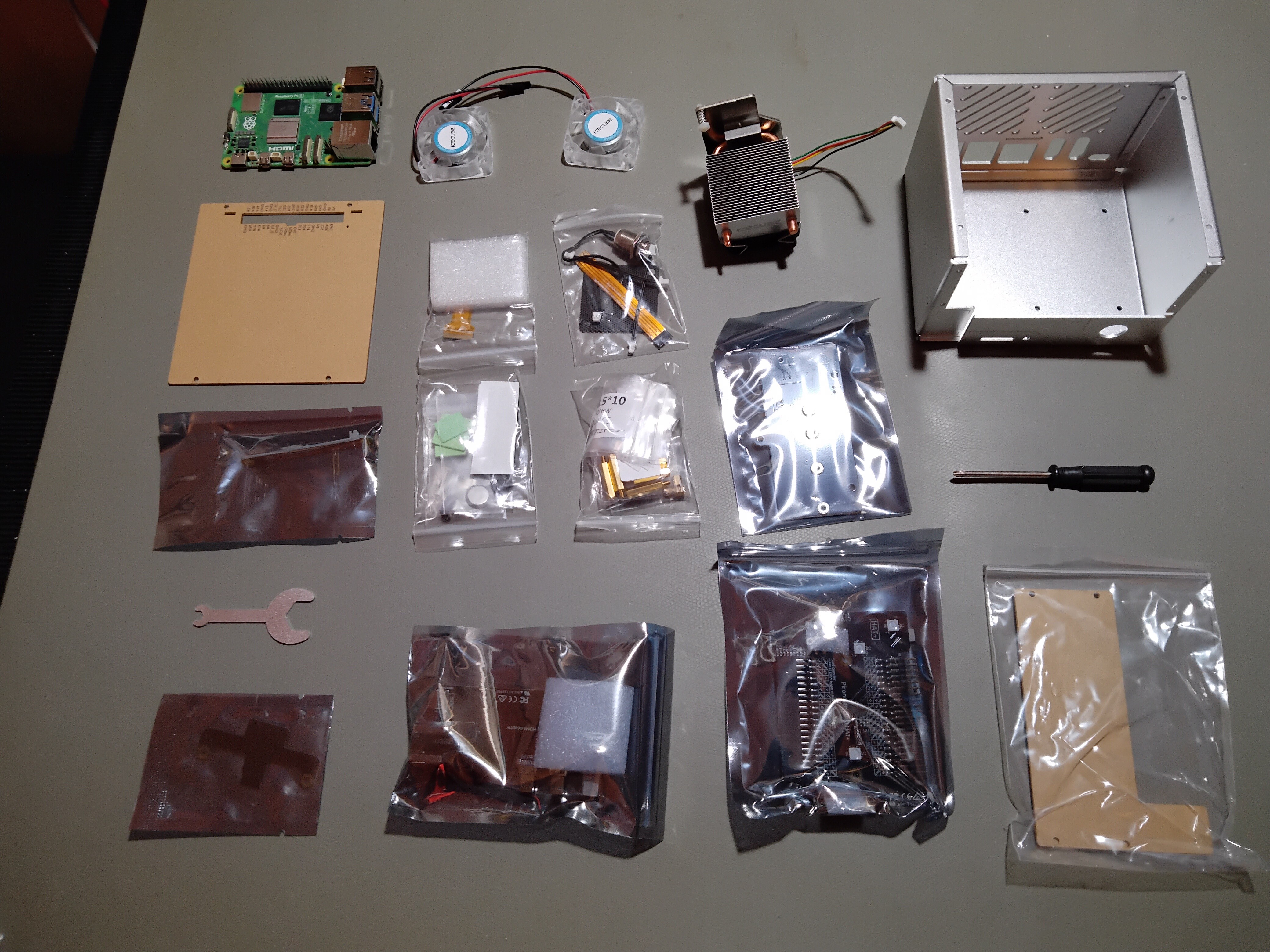 The Raspberry Pi and the unpacked kit The Raspberry Pi and the unpacked kit